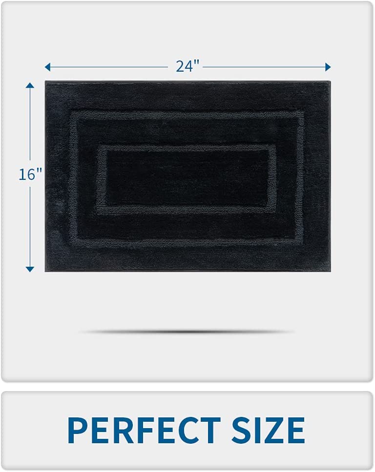 MontVoo Bath Mat Rug- Luxury Soft Absorbent Plush Microfiber Black Bathroom Rugs Mats Non Slip Washable Bath Mats Rugs for Bathroom Floor Sink Tub Shower Rug Bathmat 16”x24” - Airbnb Ambassador