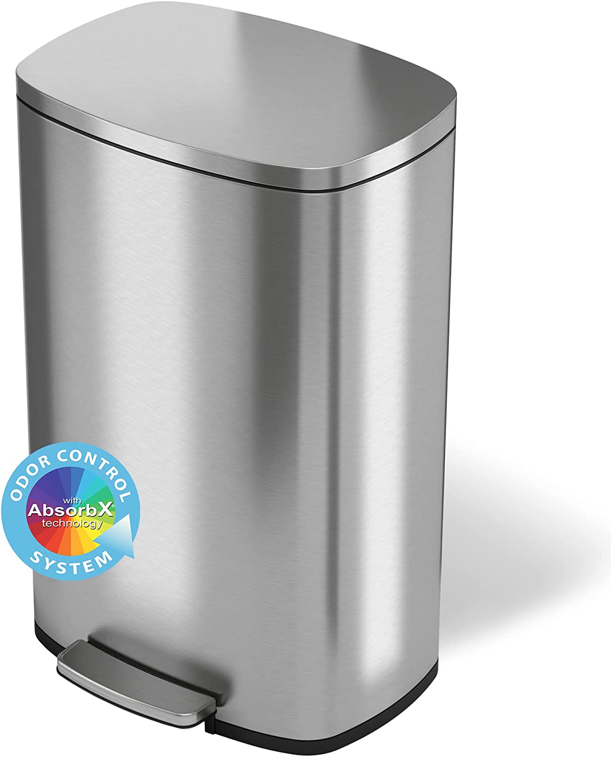 iTouchless SoftStep 13.2 Gallon Step Trash Can with Odor Filter System, Stainless Steel 50 Liter Pedal Garbage Bin for Kitchen, Home, Office, Silent and Gentle Lid Close - Airbnb Ambassador