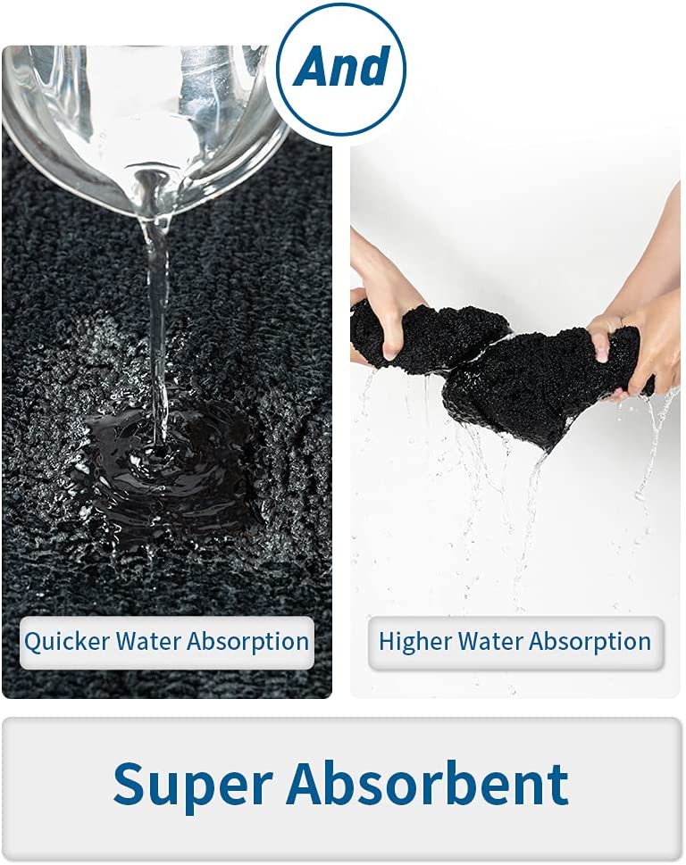 MontVoo Bath Mat Rug- Luxury Soft Absorbent Plush Microfiber Black Bathroom Rugs Mats Non Slip Washable Bath Mats Rugs for Bathroom Floor Sink Tub Shower Rug Bathmat 16”x24” - Airbnb Ambassador