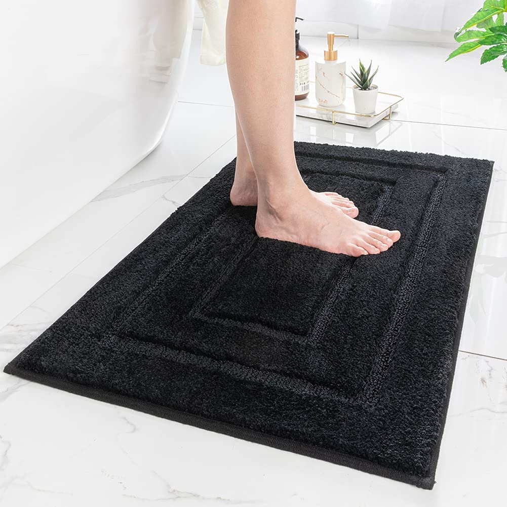 MontVoo Bath Mat Rug- Luxury Soft Absorbent Plush Microfiber Black Bathroom Rugs Mats Non Slip Washable Bath Mats Rugs for Bathroom Floor Sink Tub Shower Rug Bathmat 16”x24” - Airbnb Ambassador
