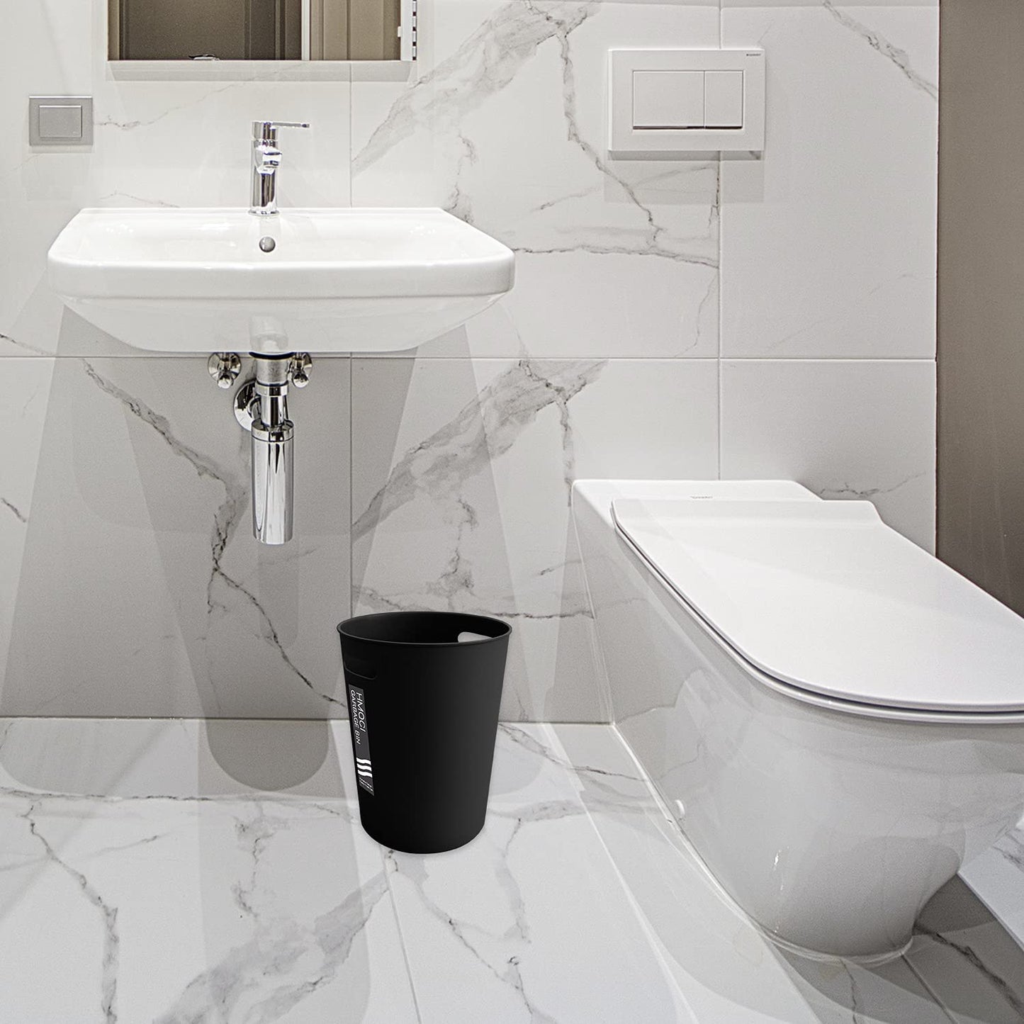 HMQCI Small Trash Can Round Plastic Wastebasket, Garbage Container Bin, 1.5 Gallon Capacity (Black, 7.7"*10.2") - Airbnb Ambassador