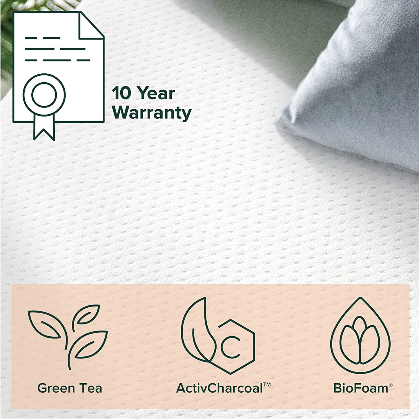 Zinus 12 Inch Green Tea Memory Foam Mattress / CertiPUR-US Certified / Bed-in-a-Box / Pressure Relieving, Queen - Airbnb Ambassador