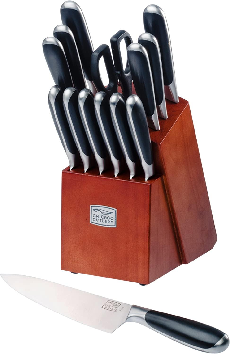 Chicago Cutlery Belden 15 Piece Premium Kitchen Knife Set with Stainless Steel Blades to Resist Rust, Stains, and Pitting | Belden Kitchen Knife Block Set - Airbnb Ambassador