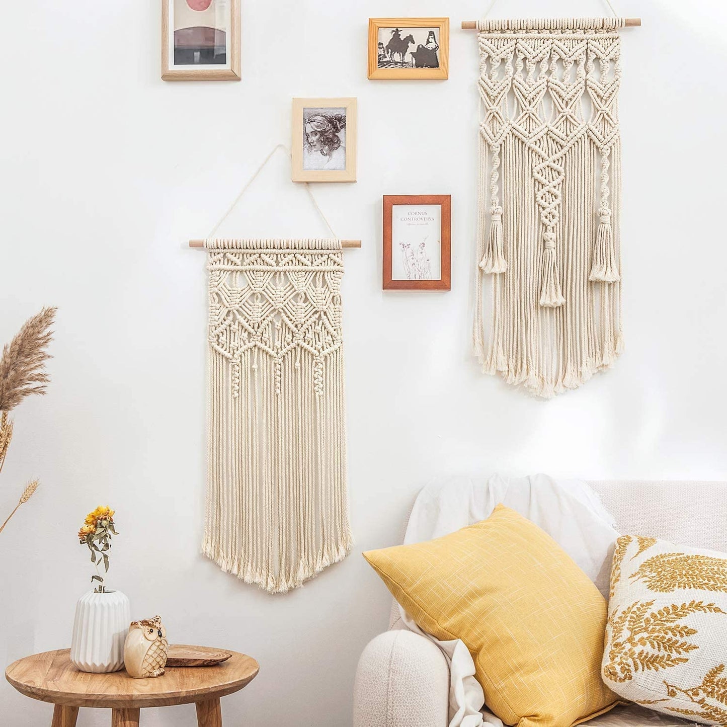 Mkono 2 Pcs Macrame Woven Wall Hanging Boho Home Chic Bohemian Geometric Art Decor - Beautiful Nursery Bedroom Apartment Dorm Room Decoration, Gift for Birthday Holiday, 28" L x 13" W - Airbnb Ambassador