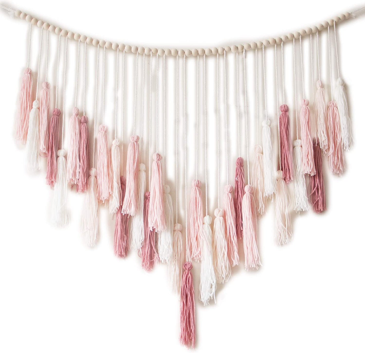 Decocove Macrame Wall Hanging - Large Macrame Wall Hanging with Wood Beads - Bohemian Wall Decor for Bedroom, Living Room and Kitchen - Warm Blush Pink - 35'' x 36'' - Airbnb Ambassador