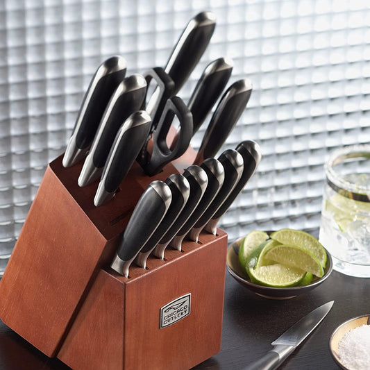Chicago Cutlery Belden 15 Piece Premium Kitchen Knife Set with Stainless Steel Blades to Resist Rust, Stains, and Pitting | Belden Kitchen Knife Block Set - Airbnb Ambassador