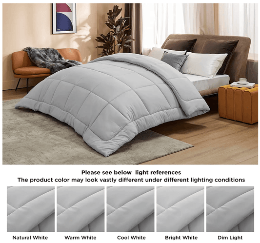 Bedsure Duvet Insert Queen Comforter Light Grey - All Season Quilted Down Alternative Comforter for Queen Bed, 300GSM Mashine Washable Microfiber Bedding Comforter with Corner Tabs - Airbnb Ambassador