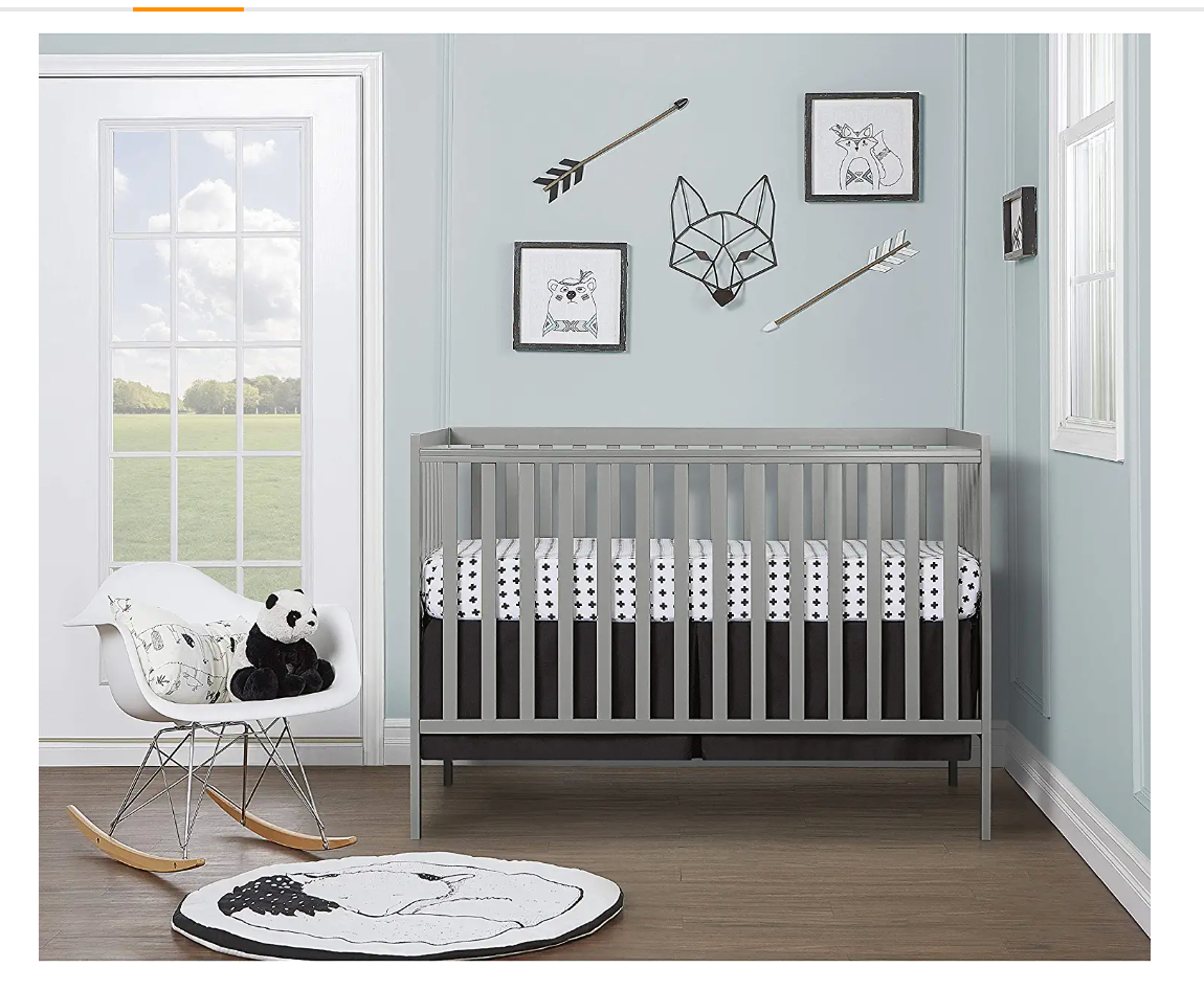 Dream On Me Synergy 5-in-1 Convertible Crib in Cool Grey, Greenguard Gold Certified