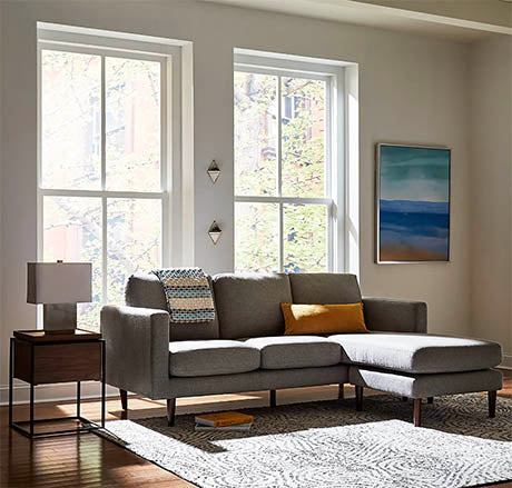 Amazon Brand – Rivet Revolve Modern Upholstered Sofa with Reversible Sectional Chaise, 80"W, Grey Weave