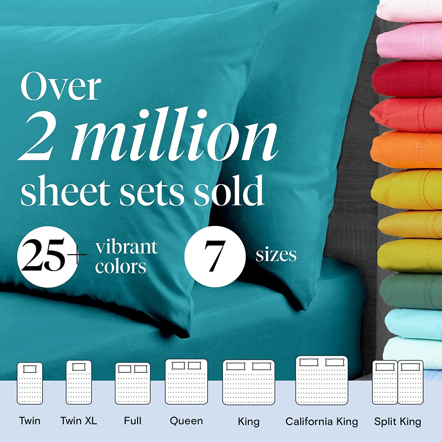 LuxClub 6 PC Sheet Set Bamboo Sheets Deep Pockets 18" Eco Friendly Wrinkle Free Sheets Machine Washable Hotel Bedding Silky Soft - Teal Queen - Airbnb Ambassador