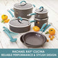 Rachael Ray Cucina Hard Anodized Nonstick Cookware Pots and Pans Set, 12 Piece, Gray with Blue Handles - Airbnb Ambassador
