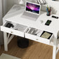 ChooChoo Computer Desk with USB Charging Ports and Power Outlets, 39" White Desk with Drawers, Small Study Writing Table with Stable X Frame for Home Office - Airbnb Ambassador