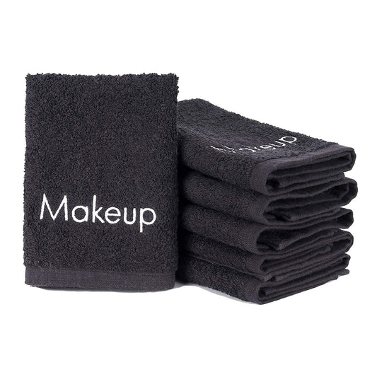 Arkwright Makeup Remover Towels (13x13, 6 Pack) Soft Cotton Washcloths With Makeup Embroidery, Perfect Holiday Gift for Women (Black) - Airbnb Ambassador