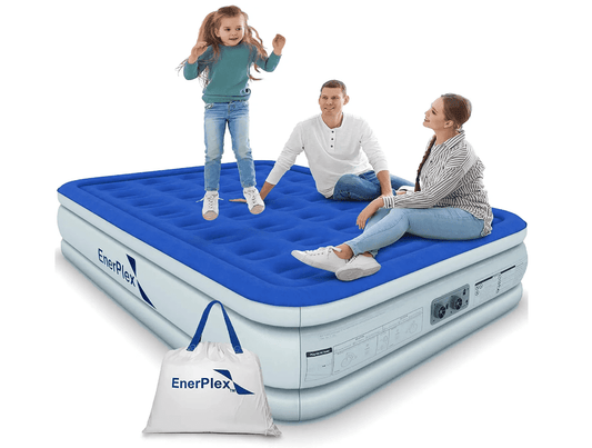 EnerPlex Air Mattress with Built-in Pump - Double Height Inflatable Mattress for Camping, Home & Portable Travel - Durable Blow Up Bed with Dual Pump - Easy to Inflate/Quick Set UP - Airbnb Ambassador
