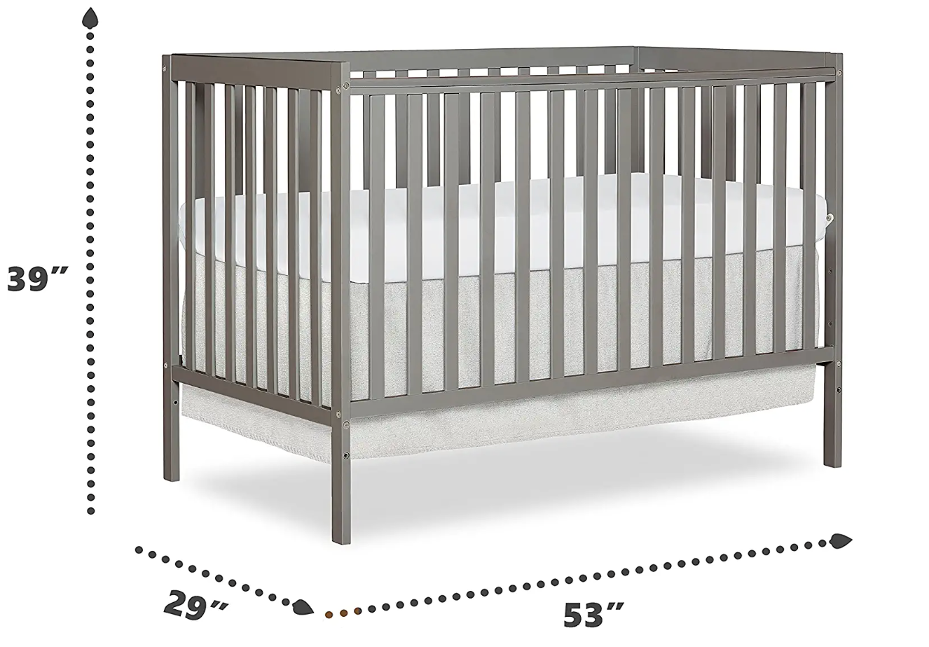 Dream On Me Synergy 5-in-1 Convertible Crib in Cool Grey, Greenguard Gold Certified