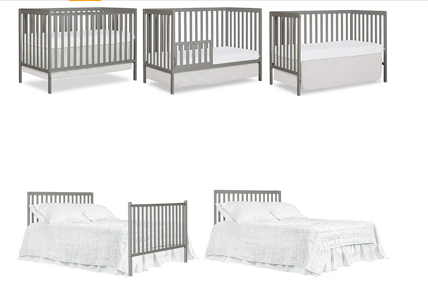 Dream On Me Synergy 5-in-1 Convertible Crib in Cool Grey, Greenguard Gold Certified