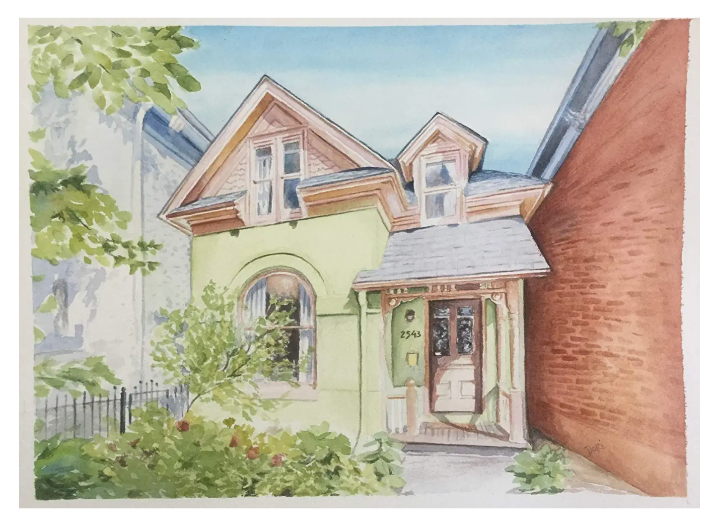 Custom watercolor house painting, home portrait from your photo